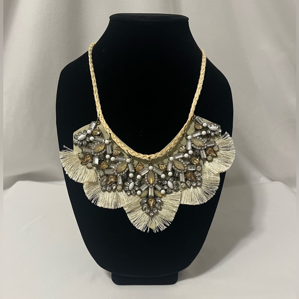 Bauble Bar Montana Raffia Bib Necklace